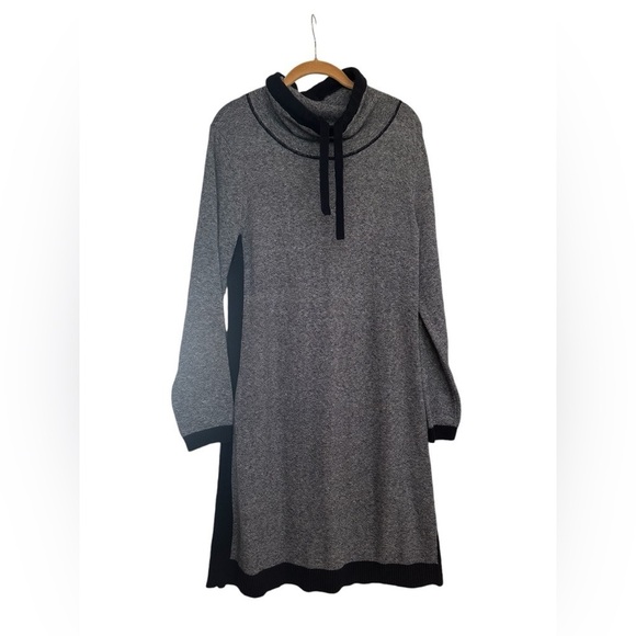 T by Talbots Marled Sweater Dress cowl neck blue gray Medlum - Picture 4 of 9